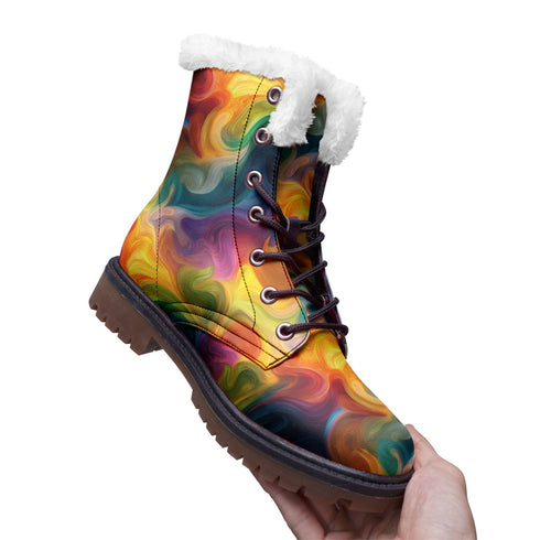 Rainbow Clouds Lace Up Winter Boots